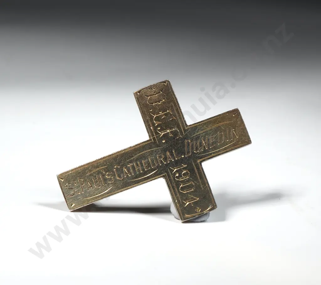 St Pauls Cathedral Dunedin 1904 Gilt Cross Image 1++