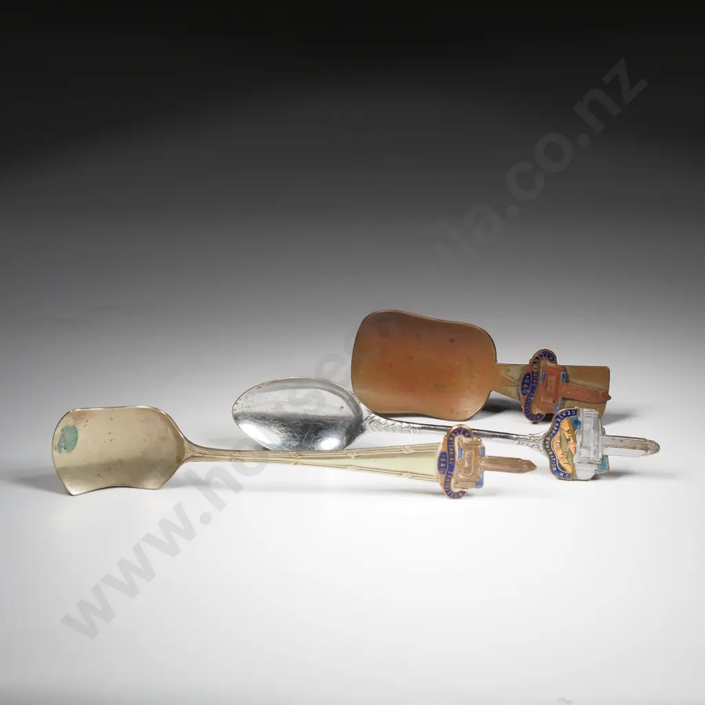 Two Souvenir Spoons of the Centenary Exhibition & a Tea Caddy Spoon Image 1++