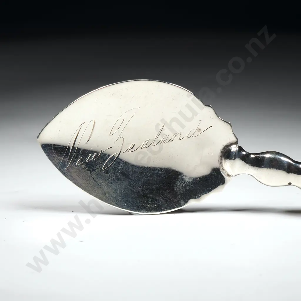 Sterling Silver & Greenstone Handle New Zealand Jam Spoon Image 1++