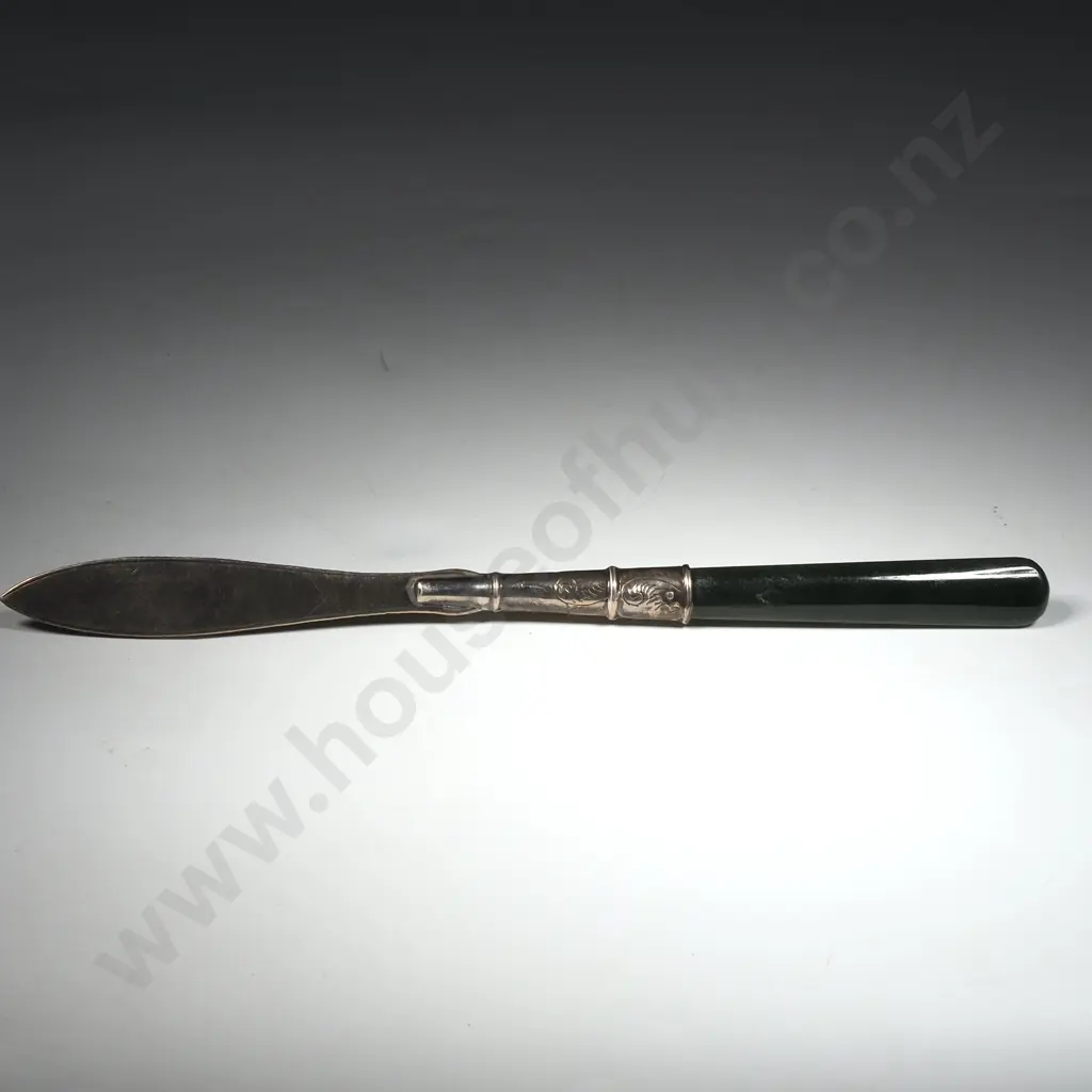 Sterling Silver Greenstone Handled Letter Opener Image 1++