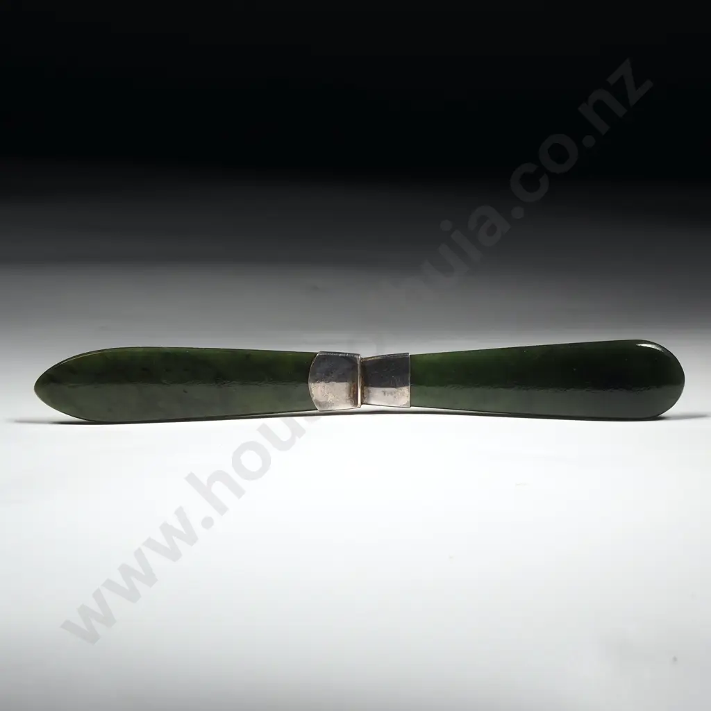 Sterling Silver Mounted Greenstone Letter Opener Image 1++