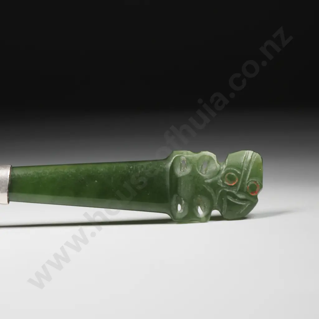 Sterling Silver & Greenstone Tiki Spoon Image 1++