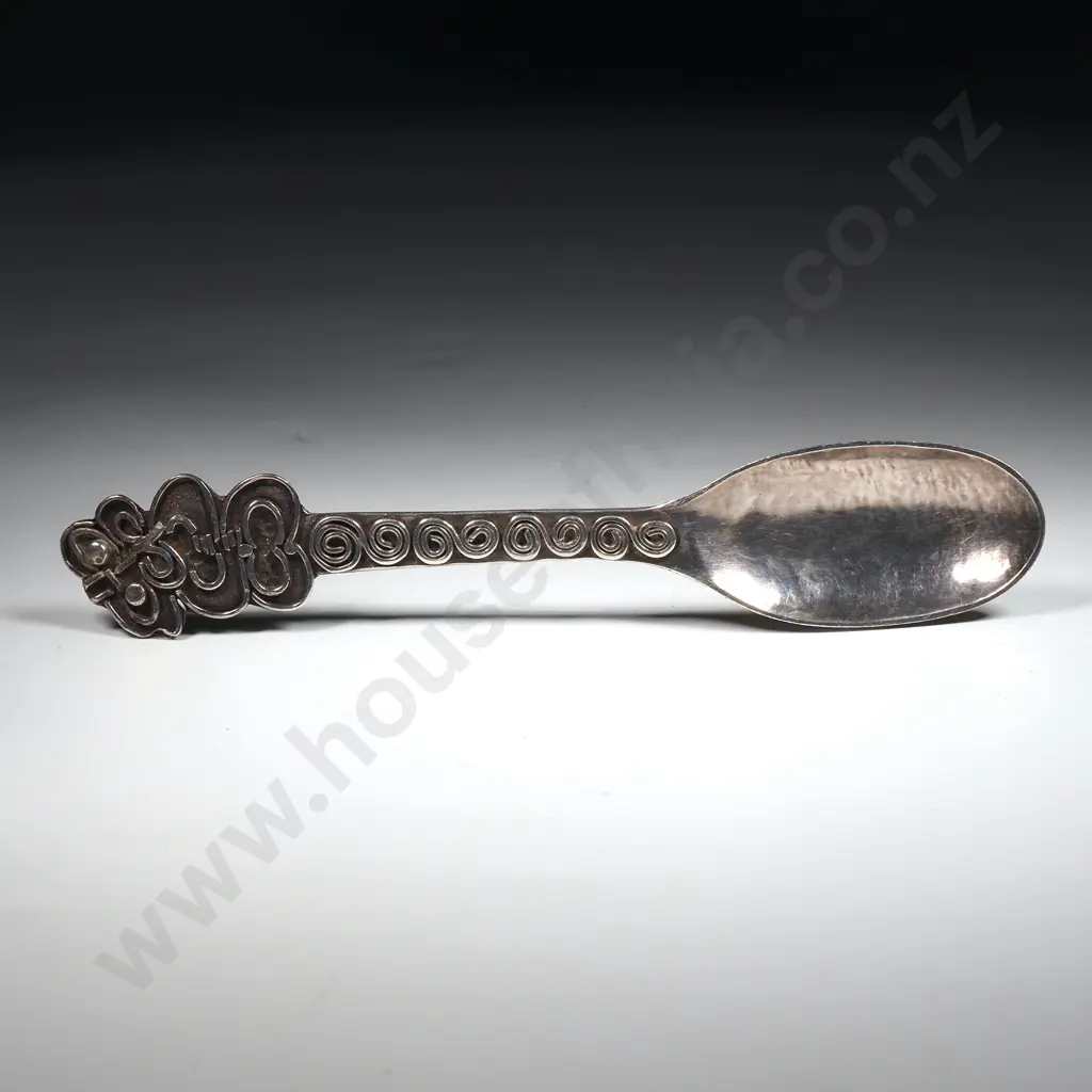 Edith Morris Silversmith Decorative Spoon w Tiki Motif on Top Image 1++