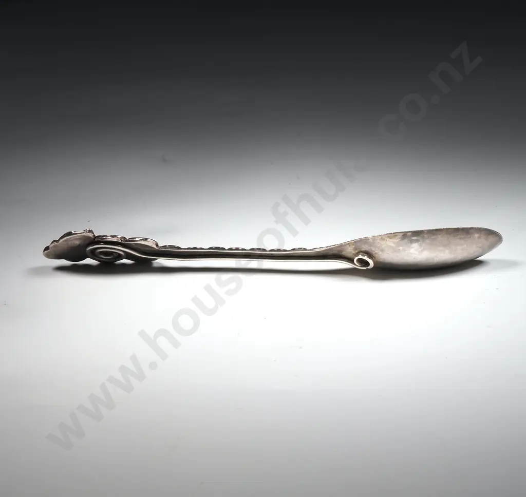 Edith Morris Silversmith Decorative Spoon w Tiki Motif on Top Image 1++