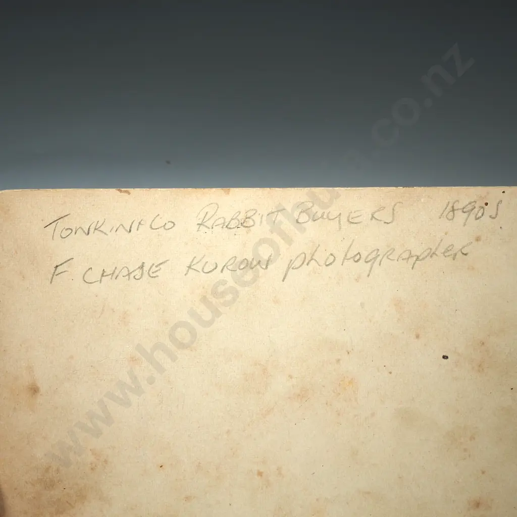 Victorian NZ Photo - Tonking & Co Rabbit Buyers 1890's F Chase Kurow Photographer Image 1++