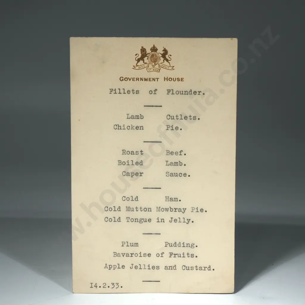 Historic 1935 Lady Bledisloe Hand-Written Card & Official 1933 Dinner Menu - Historic & Scarce  Image 1++