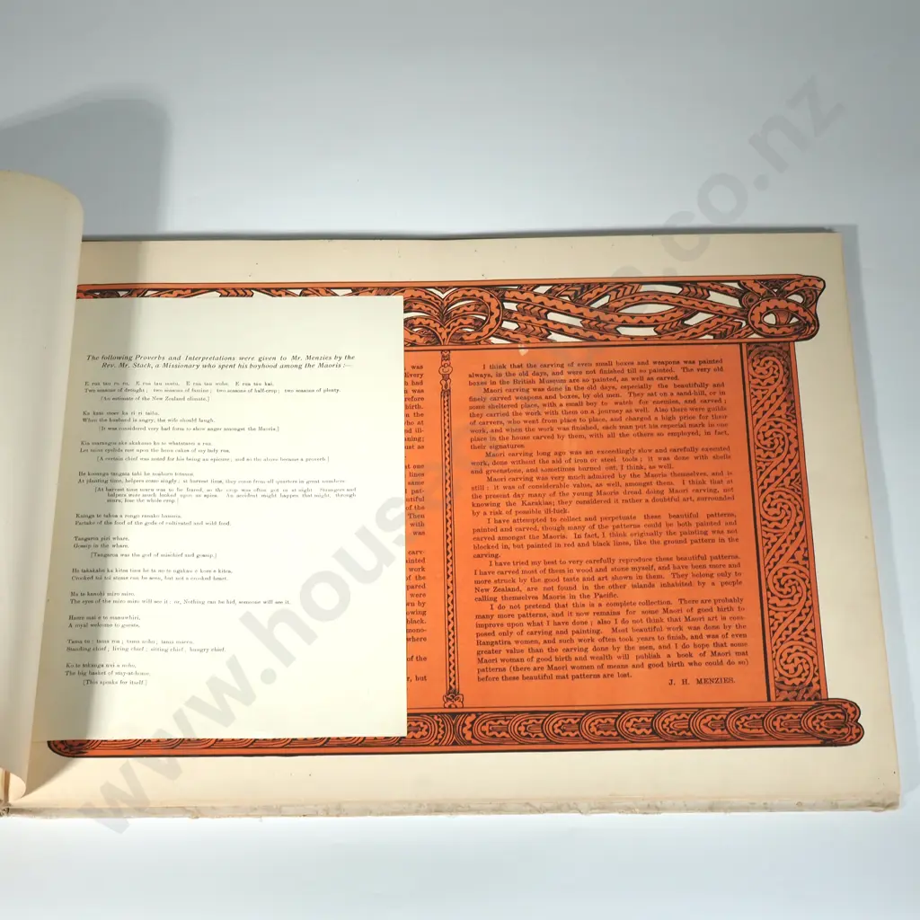 Rare Edition of The Book "Maori Patterns Painted & Carved"  By J H Menzies, Publisher ChCh  Smith and Anthony,1910 Image 1++