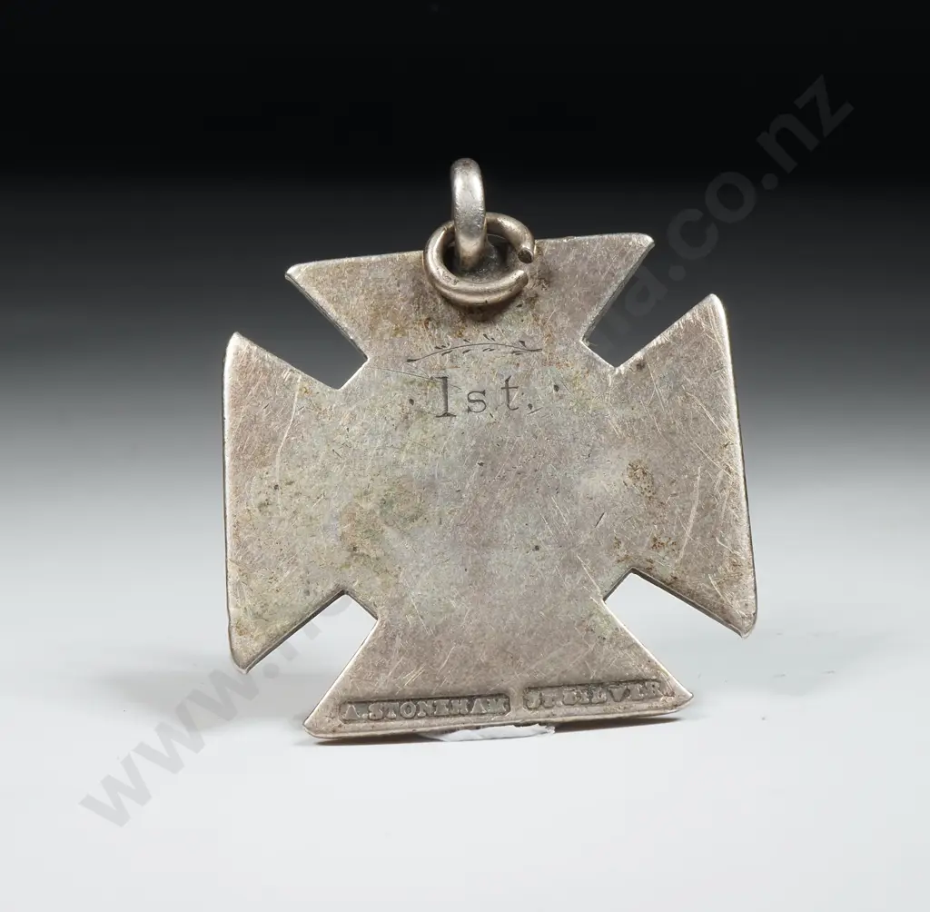 Antique Sterling Silver New Zealand Made 1st Prize Fob by A . Stoneham Image 1++