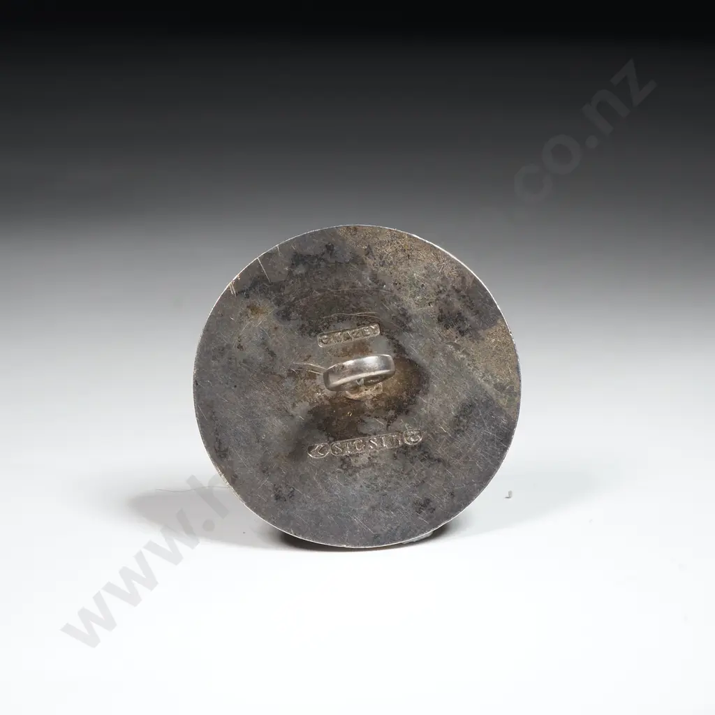 Antique Sterling Silver New Zealand Made Button by C Mazey Image 1++
