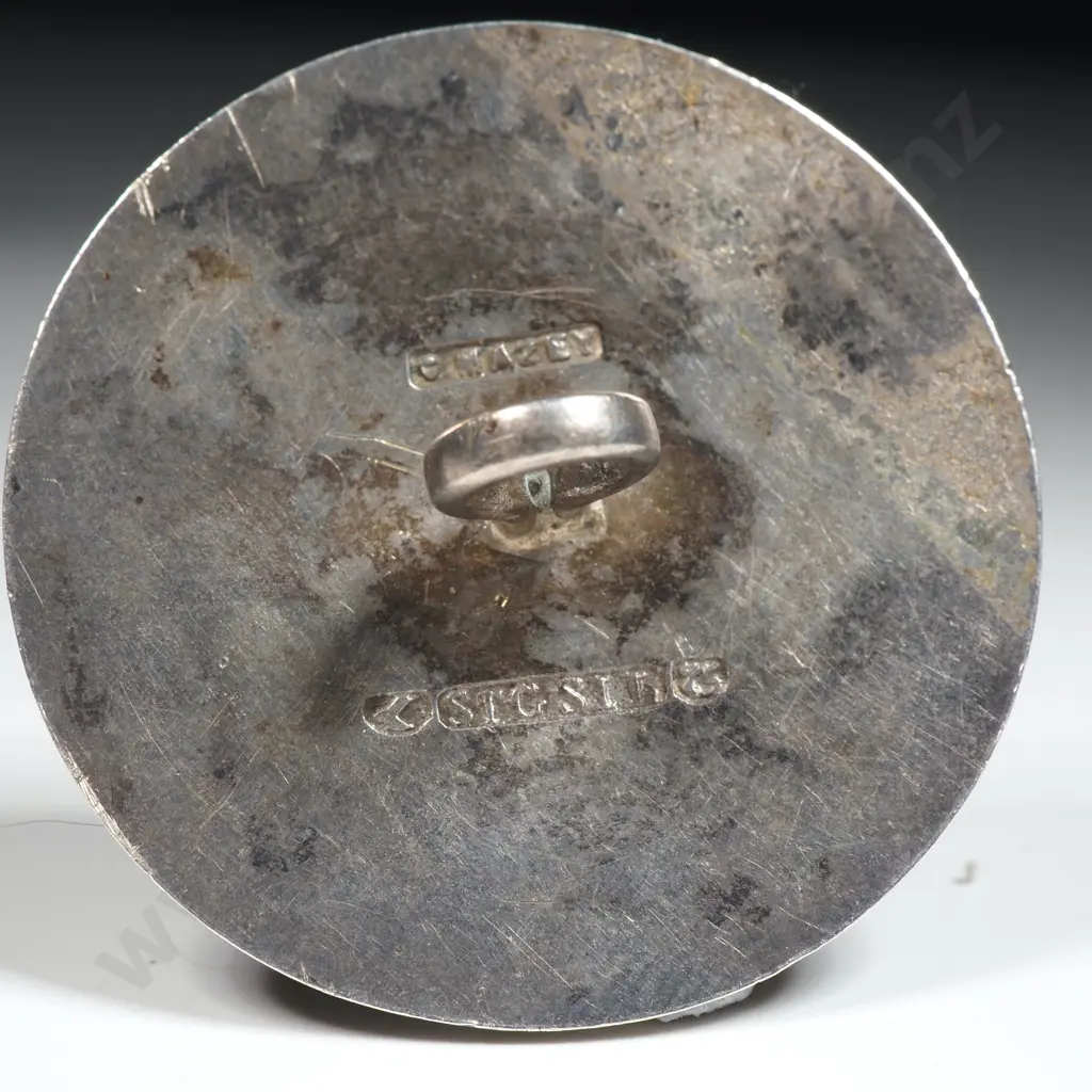 Antique Sterling Silver New Zealand Made Button by C Mazey Image 1++