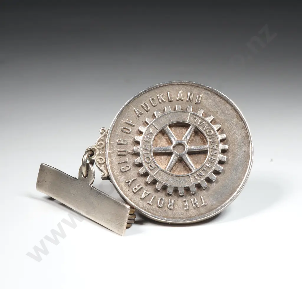 Sterling Silver Rotary Club of Auckland Fob Medal to June E Milne Image 1++