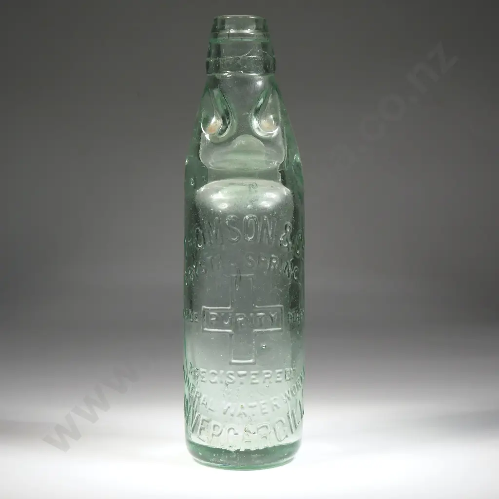 Thomson Dunedin Codd Bottle. Purity Cross Trade Mark. Kilner & Bros. Makers 1908 On Base Image 1++