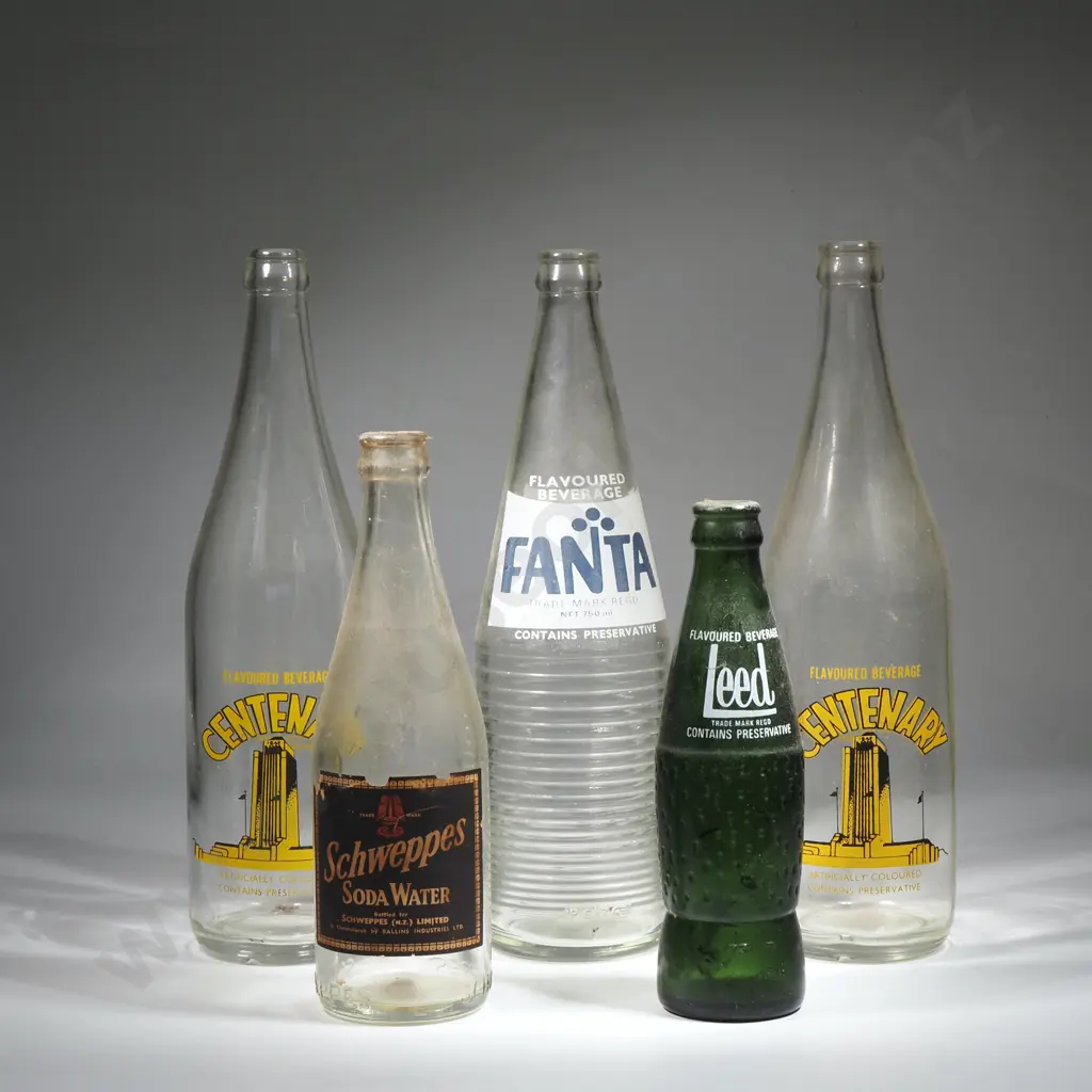 Two Vintage "Centenary" Glass Bottles For Shandy Produced By Ballins In 1939 To Commemorate NZ's Centenary,   Image 1++