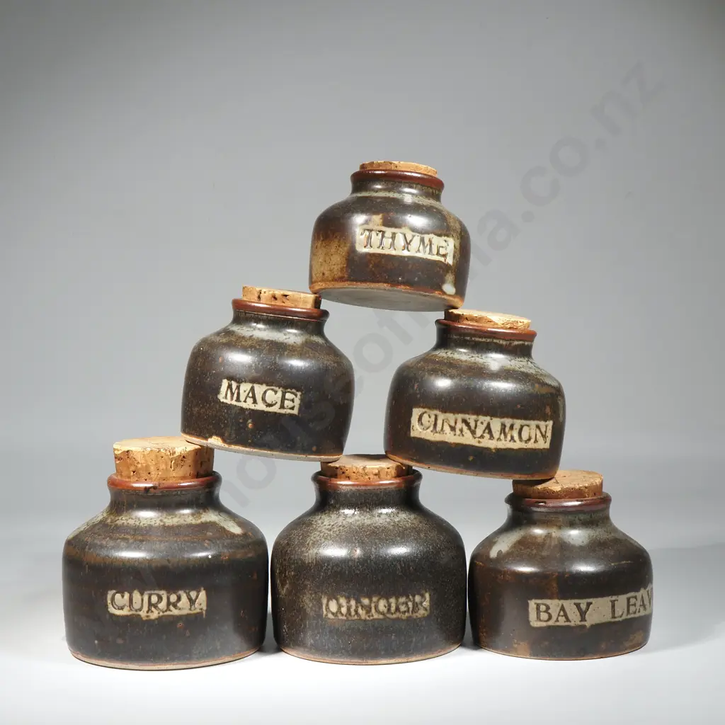 A Set of six Len Castle Studio pottery Spice jars, Beehive Shape Image 1++