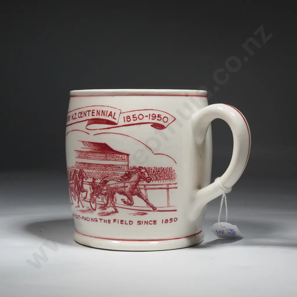 1950 Crown Lynn Empire Games Commemorative Mug by Potter Ernest Shufflebotham. Rim Chip Image 1++