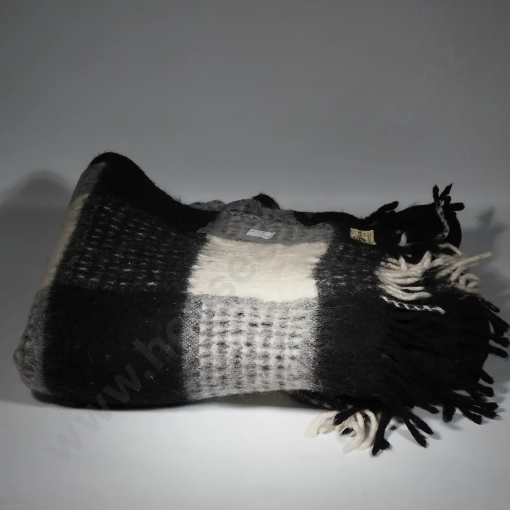 Black & White Check Onehunga Blanket. Pure New Zealand Wool, Onehunga Woollen MIlls, Auckland. Image 1++