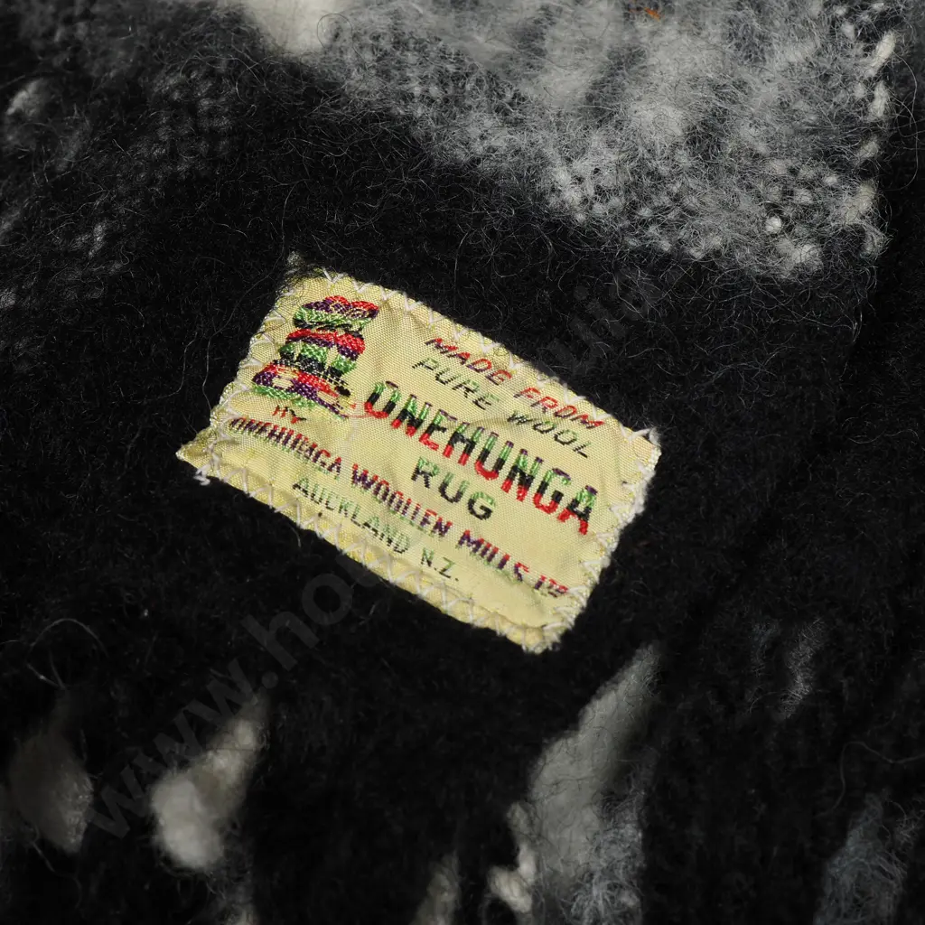 Black & White Check Onehunga Blanket. Pure New Zealand Wool, Onehunga Woollen MIlls, Auckland. Image 1++