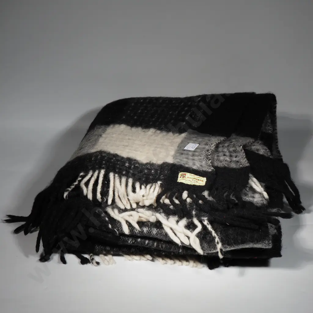 Black & White Check Onehunga Blanket. Pure New Zealand Wool, Onehunga Woollen MIlls, Auckland. Image 1++