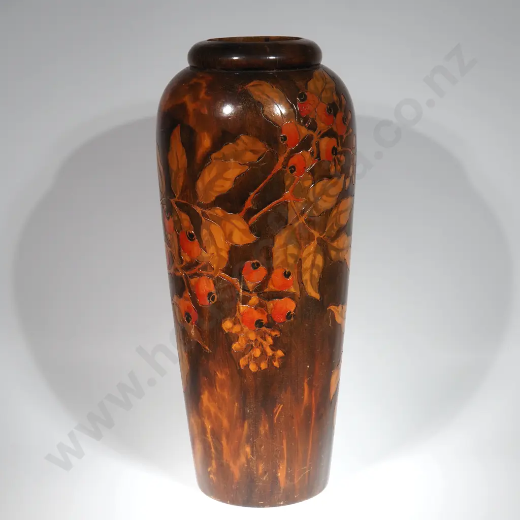 Large Jane Brenkley Vase Depicting a Pair of Tui Sitting in a Tree Image 1++