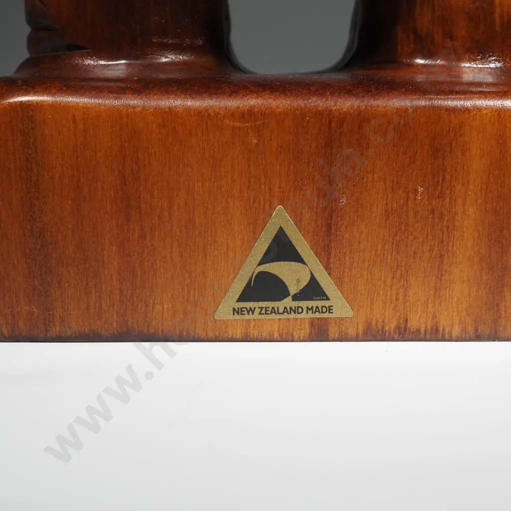 Vintage Maori Carved Teko Teko w Patu & Inset Paua Eyes Image 1++