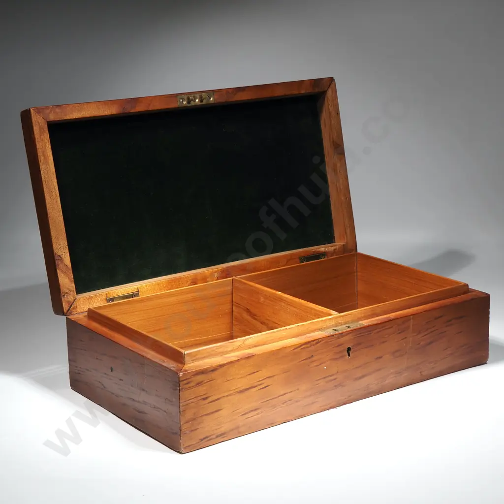 Antique New Zealand Rewarewa Timber Lined Jewellery Box Image 1++