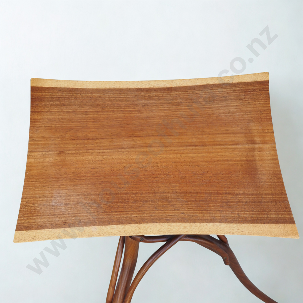 New Zealand Woods Inlaid Side Table with Sculptural Base		 Image 1++