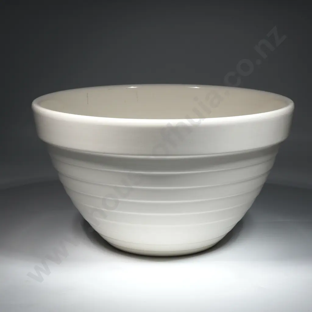 Large White Ribbed Kelstone Ceramics Mixing Bowl  Image 1++