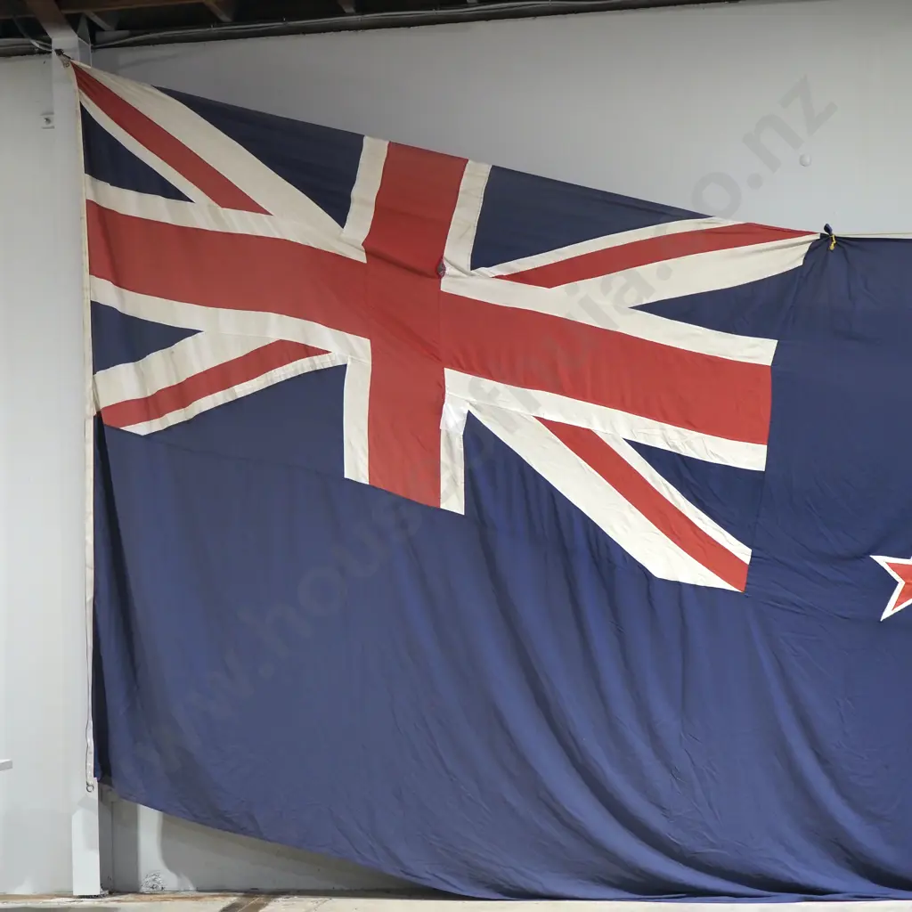 Historic New Zealand Flag from the Auckland Harbour Bridge - In Tattered Used Condition - MASSIVE!!! Image 1++