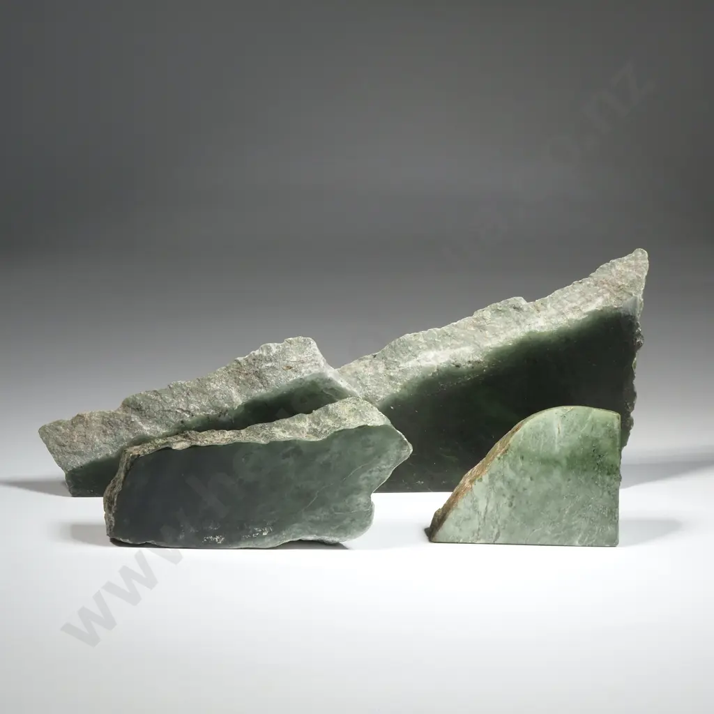 Three Pieces Of Greenstone . Small Piece Is Polished. Image 1++