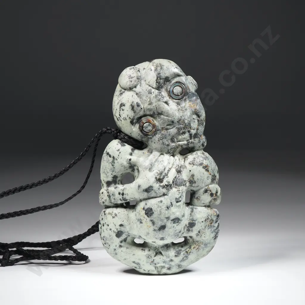 Pounamu Tiki With Plaited Cord 128 x 73mm. 242.7 grams Image 1++
