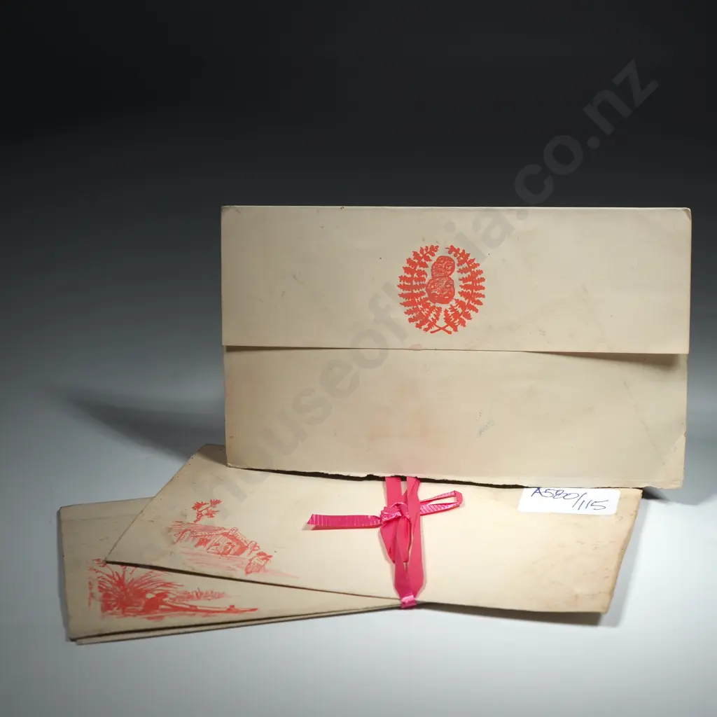 WW2 Envelope & Writing Paper w Maori Stamped Scenes  Image 1++