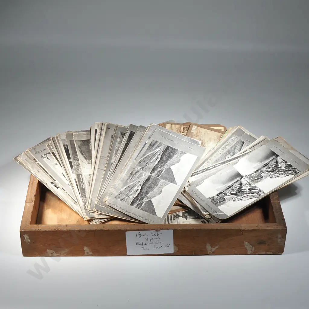 Wooden Tray Containing Quantity Of Stereoscope Cards. Many From The Graphic Series Image 1++