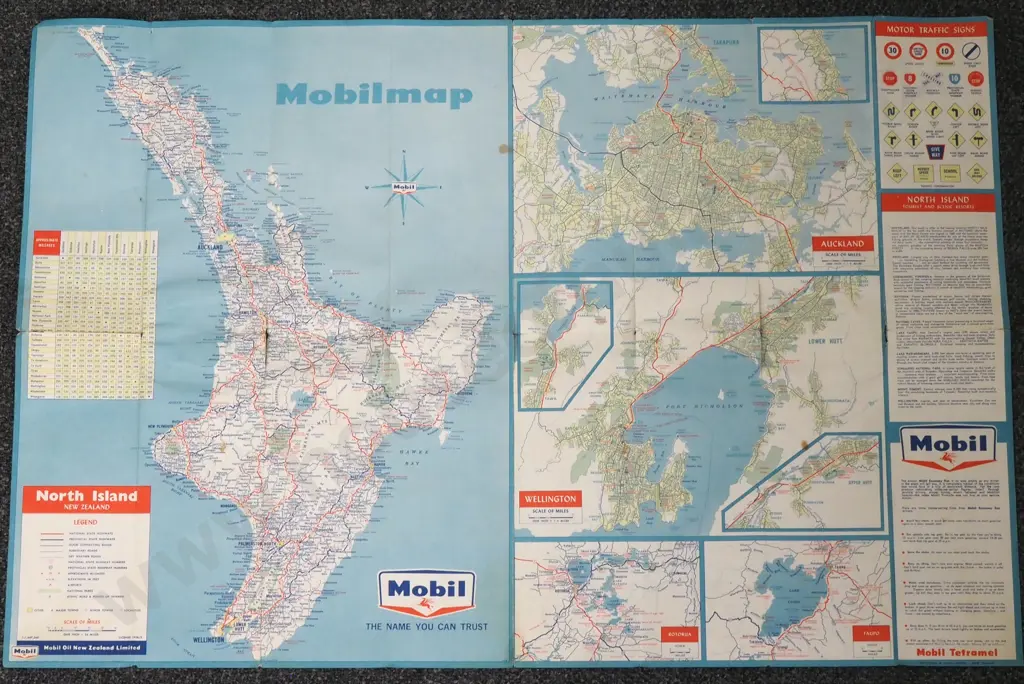 Vintage Mobil New Zealand Road Map  Image 1++