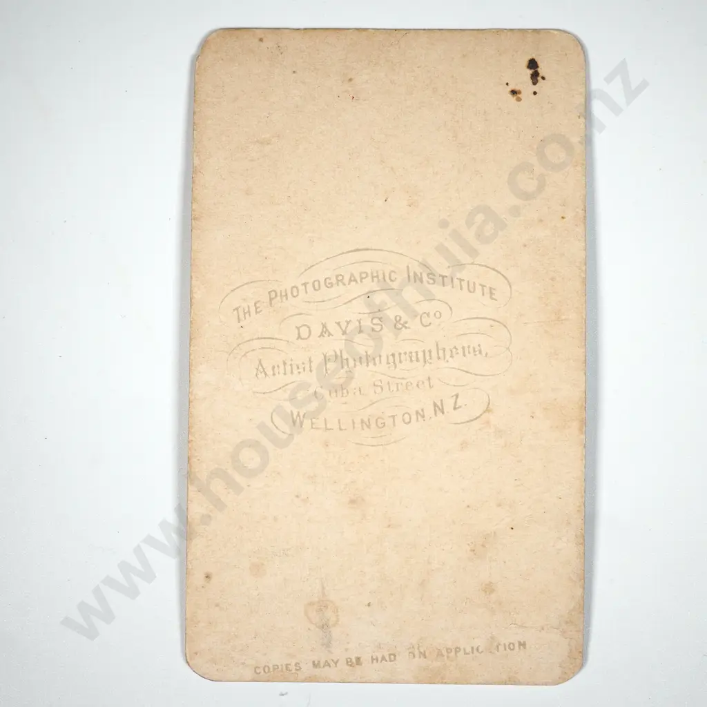 Colonial Care de Visite of Maori Chief w Huia Feathers, Feather Cloak, Holding a Patu - Davis & Co, Welington Image 1++