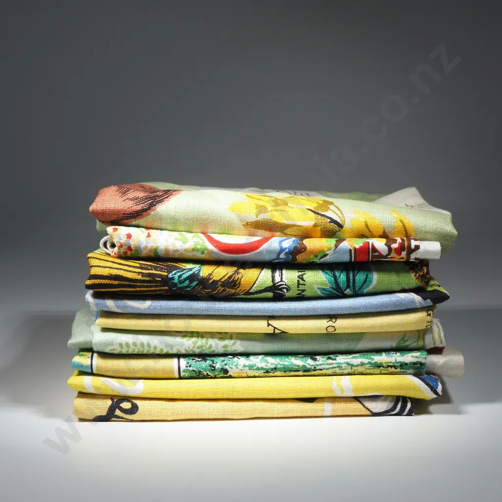 Nine Pure Linen  Souvenir Of New Zealand Tea Towels (Some Made In Ireland), Featuring All Blacks, New Zealand Birds Etc Image 1++