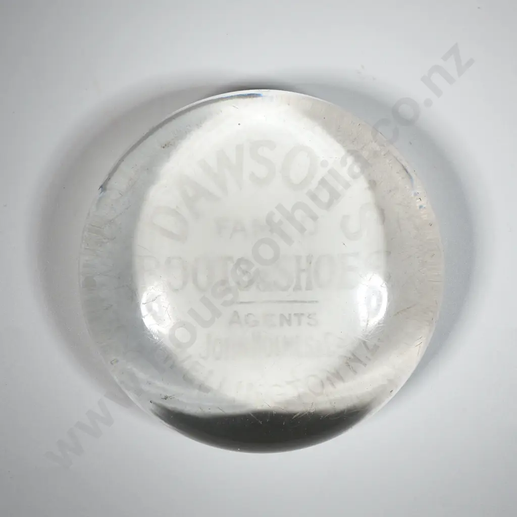 Wellington Glass Dawsons Boots & Shoes Advertising Paperweight  Image 1++