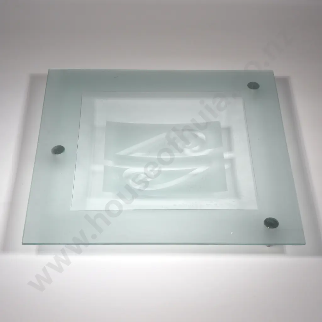 Vintage Air New Zealand Frosted Glass Serving Platter Image 1++