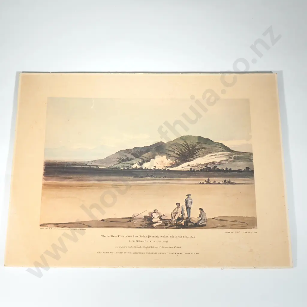 Fox, William 1812-1893 :On the grass plain below Lake Arthur [Rotoiti], Nelson Image 1++