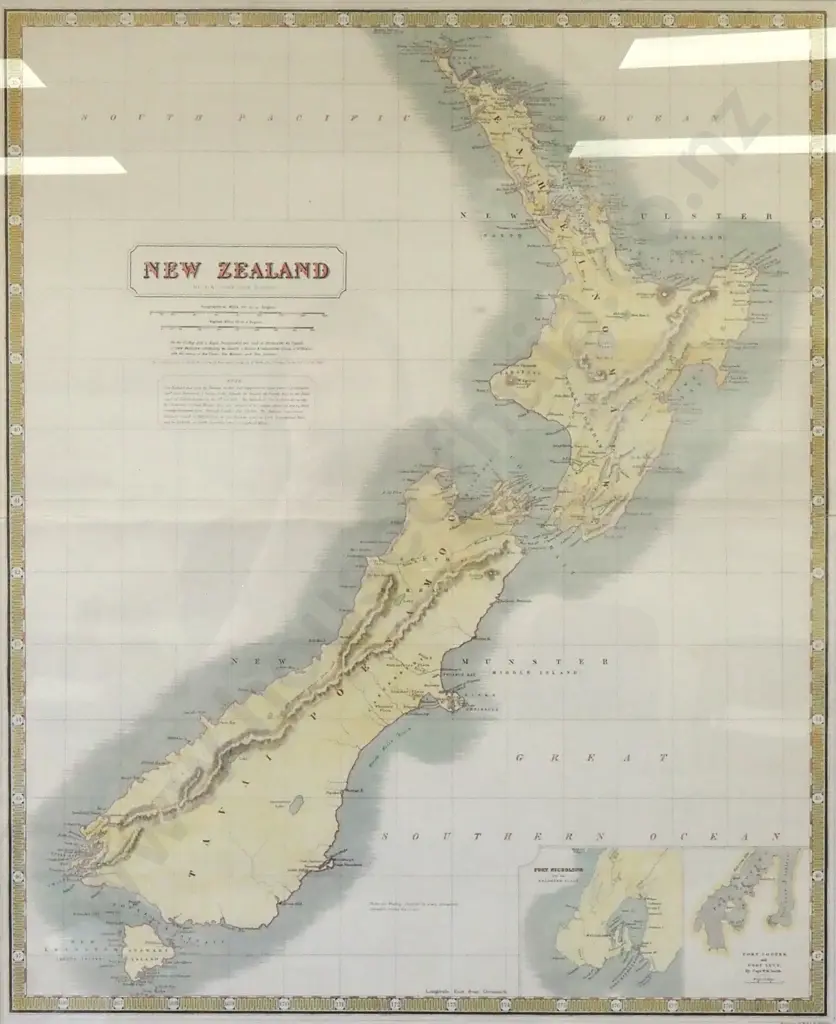 Framed Vintage Map of New Zealand by A K Johnson F.R.G.S. Image 1++
