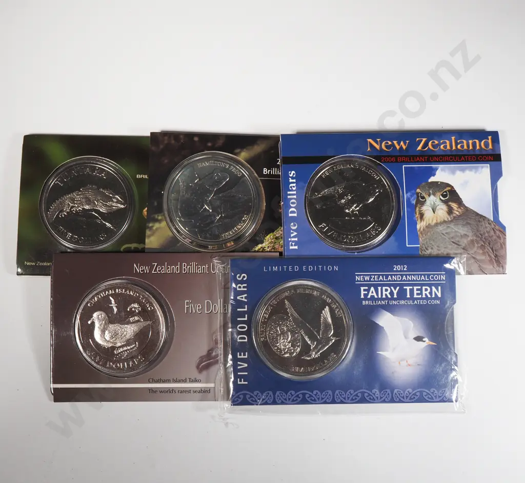 Five New Zealand Uncirculated $5 Coin Sets  Image 1++
