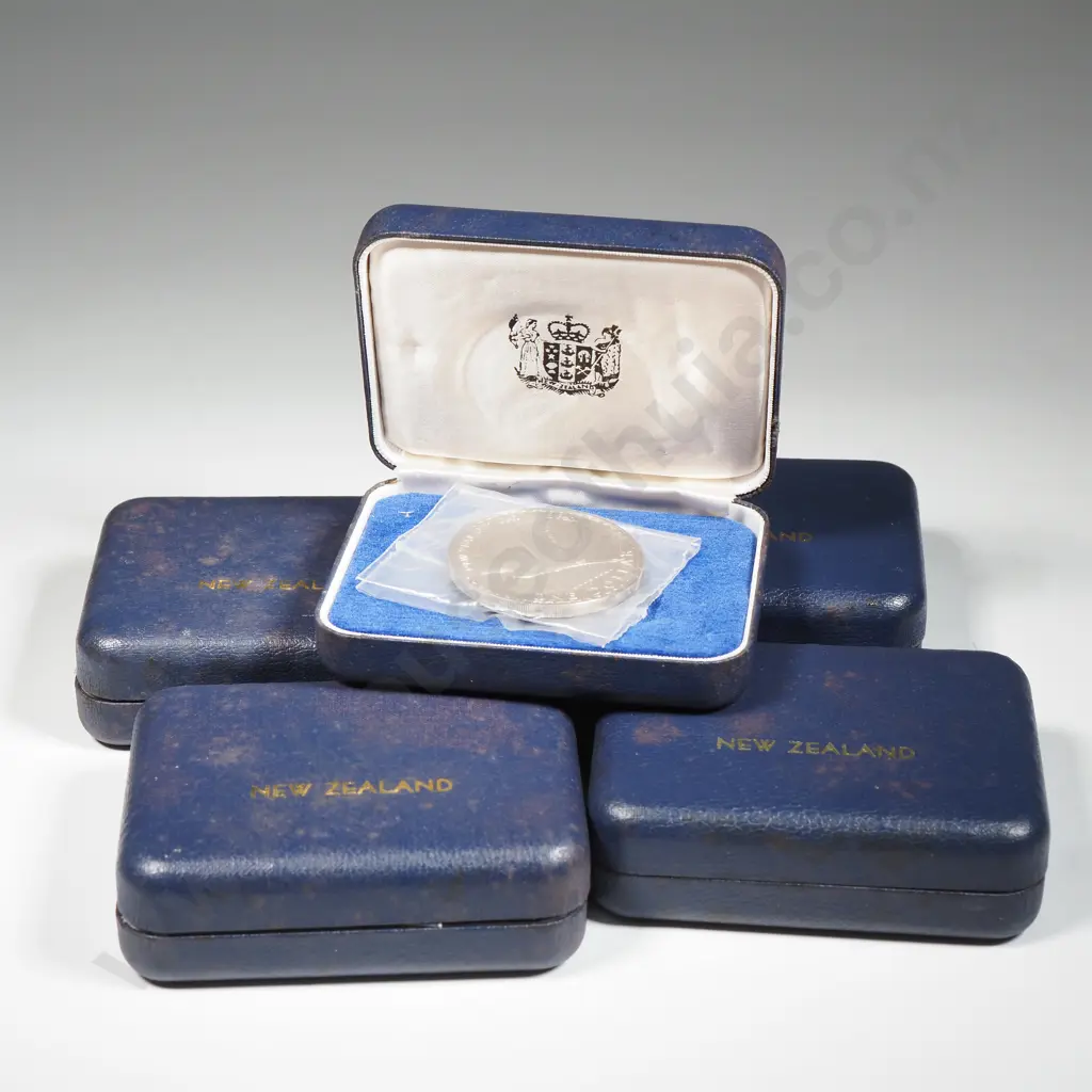 Five New Zealand 1974 Proof Dollars - CV $275 NZD Image 1++