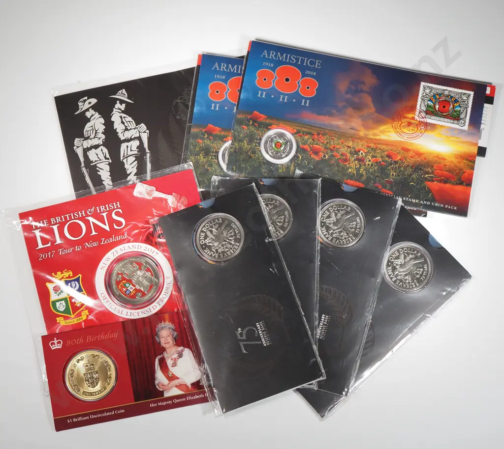 Nine New Zealand UNC Coin Packs - Three ANZAC/ Armistace  Image 1++