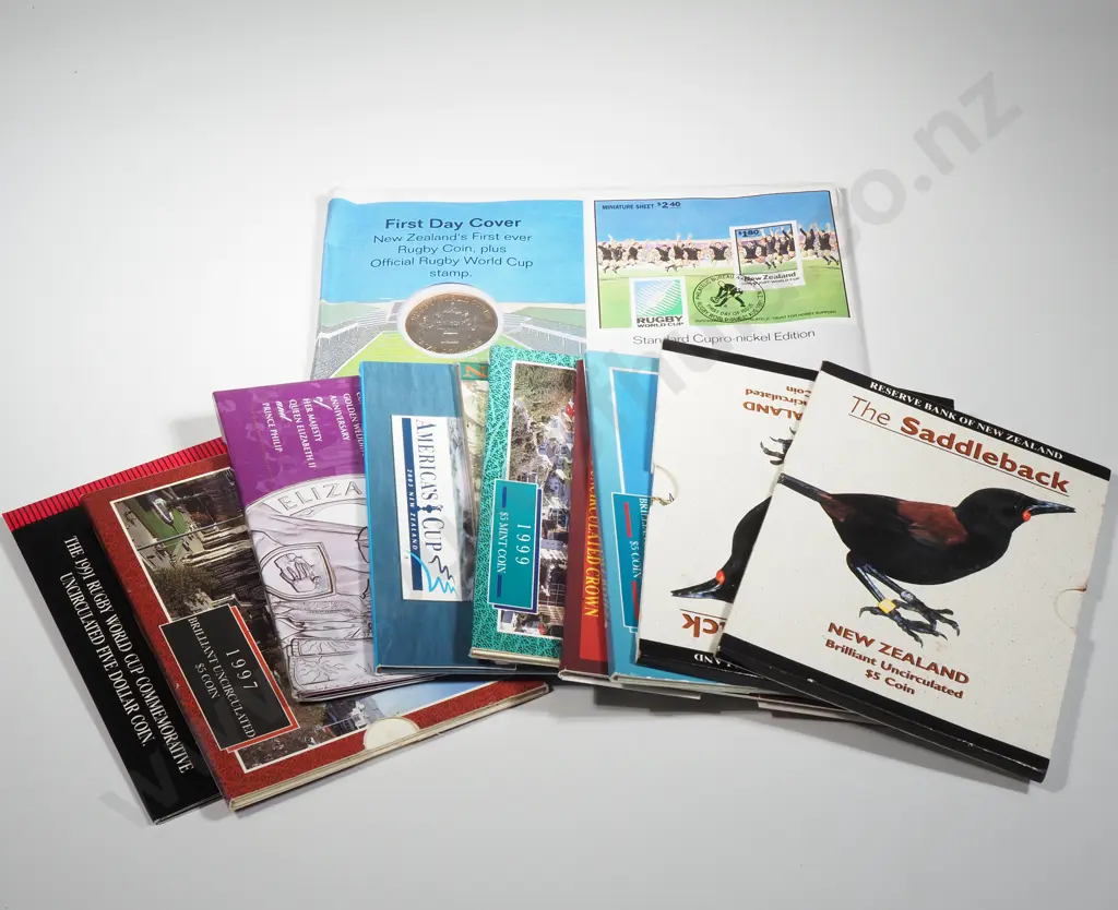 11 New Zealand UNC Five Dollar Coin Packs - One missing Outer Card  Image 1++