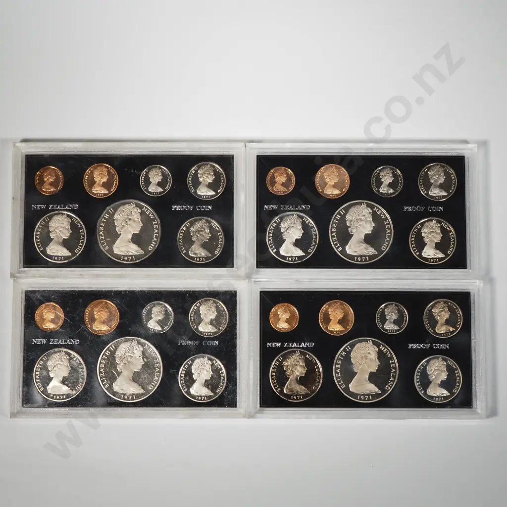 Four New Zealand 1971 Proof Coin Sets - CV $300 NZD  Image 1++