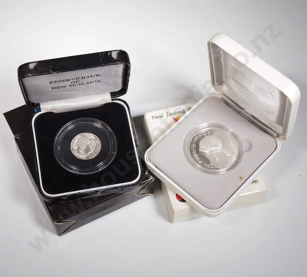 Two New Zealand Proof Sterling SIlver Coins - One Piedfort  Image 1++