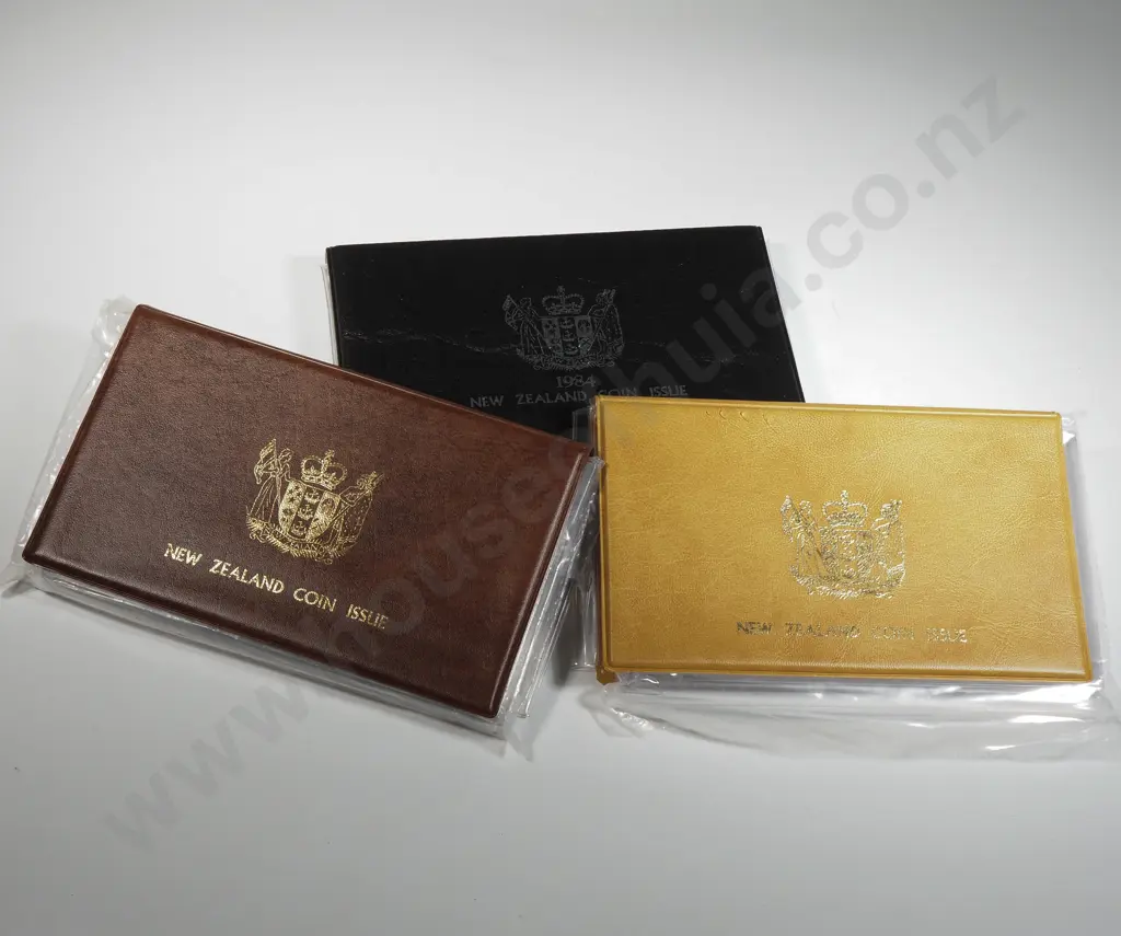 Three New Zealand Proof Coin Sets w Silver Dollars  Image 1++