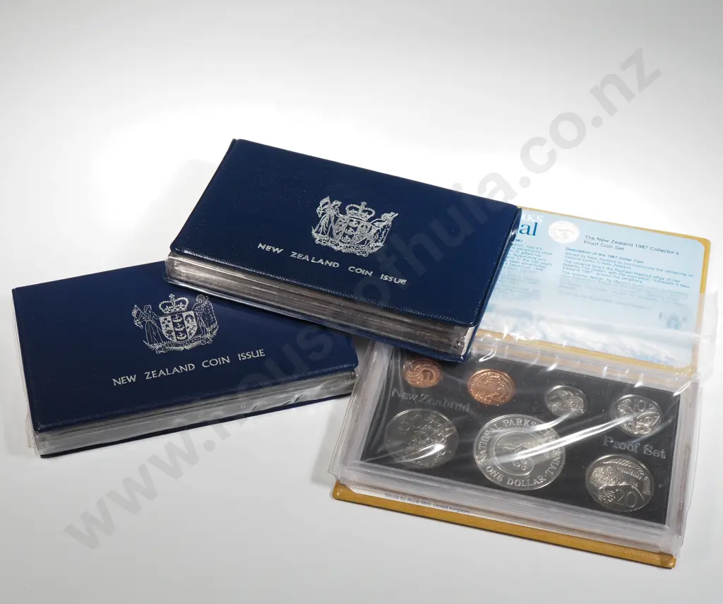 Three New Zealand Proof Coin Sets w Silver Dollars  Image 1++