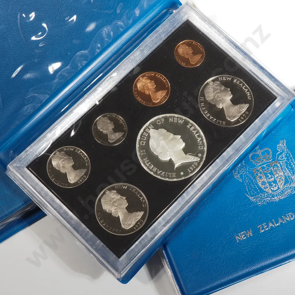 Three New Zealand Proof Coin Sets w Silver Dollars	 Image 1++