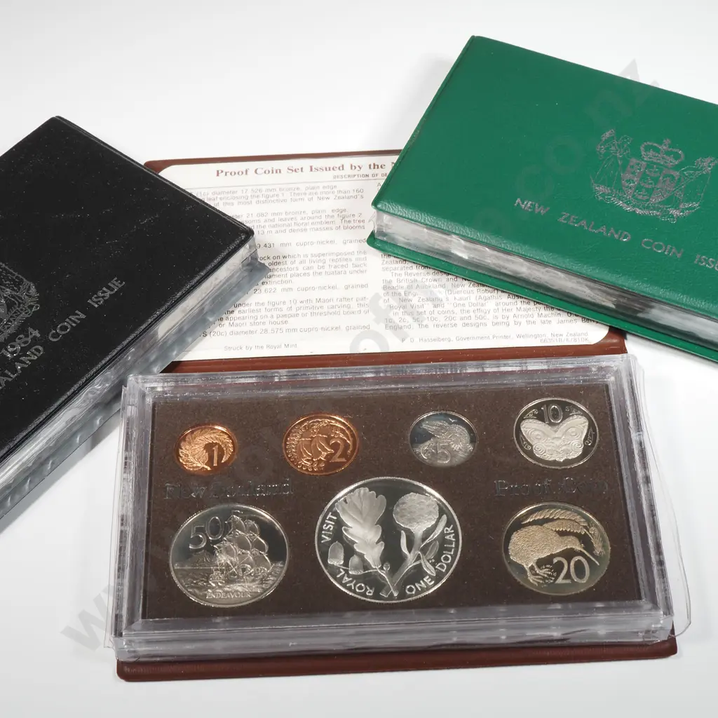 Three New Zealand Proof Coin Sets w Silver Dollars  Image 1++