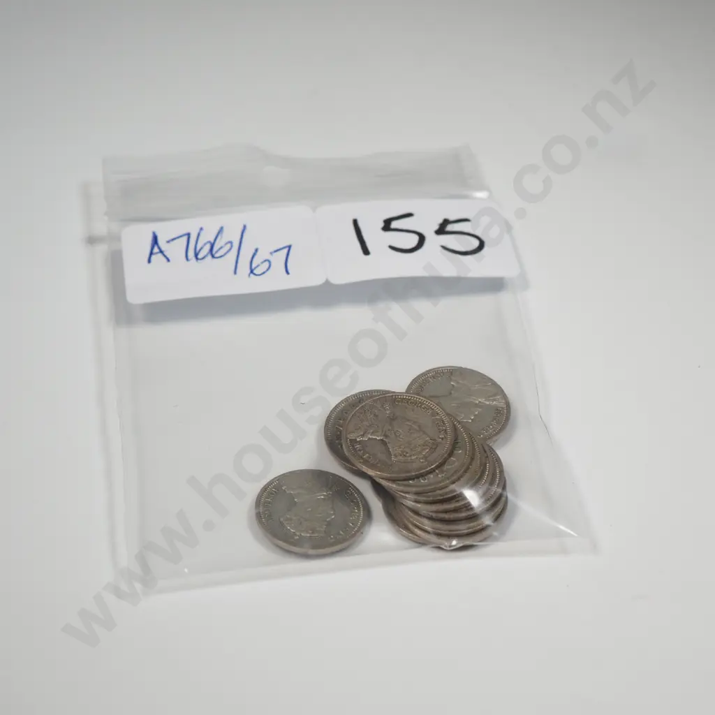 50% Silver New Zealand Threepence King George V Head Coins -21.4 Grams  Image 1++